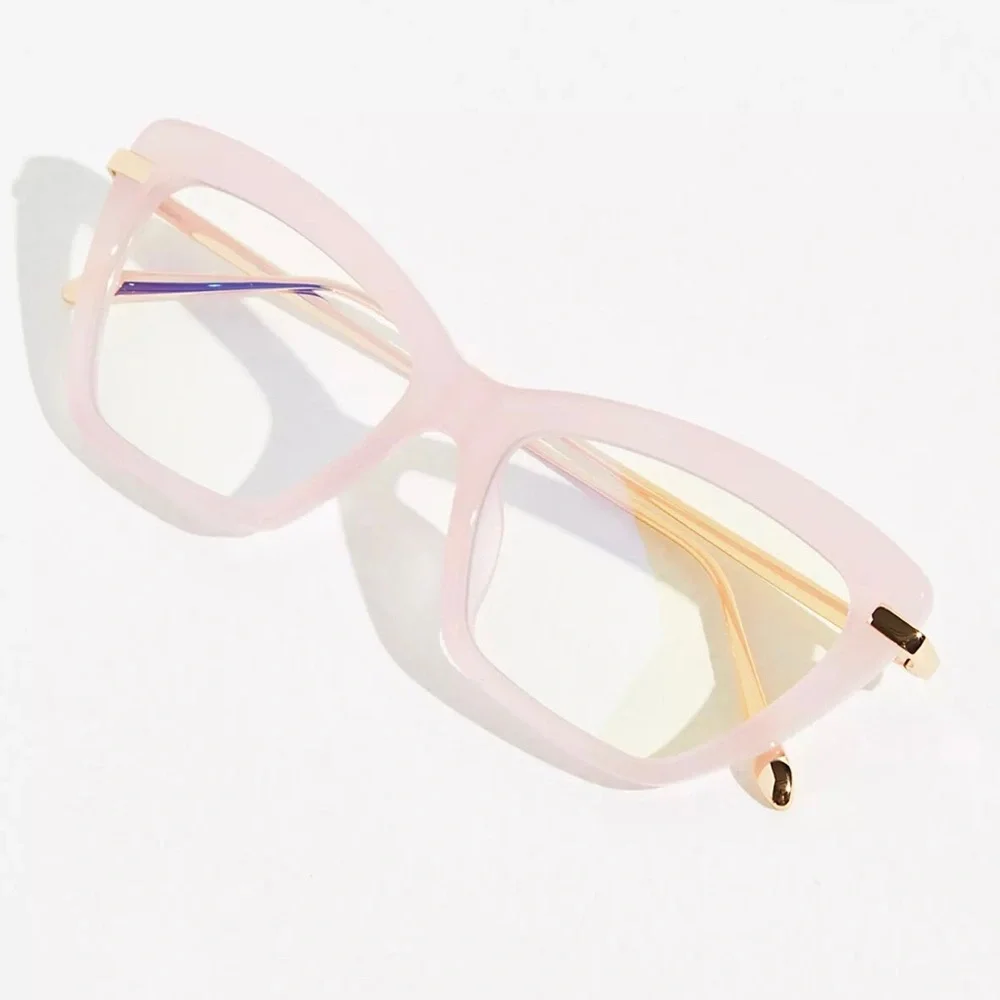 DIFF Mila Bluelight Glasses Coquille Pink & Gold Frame Blue Blocking Lenses